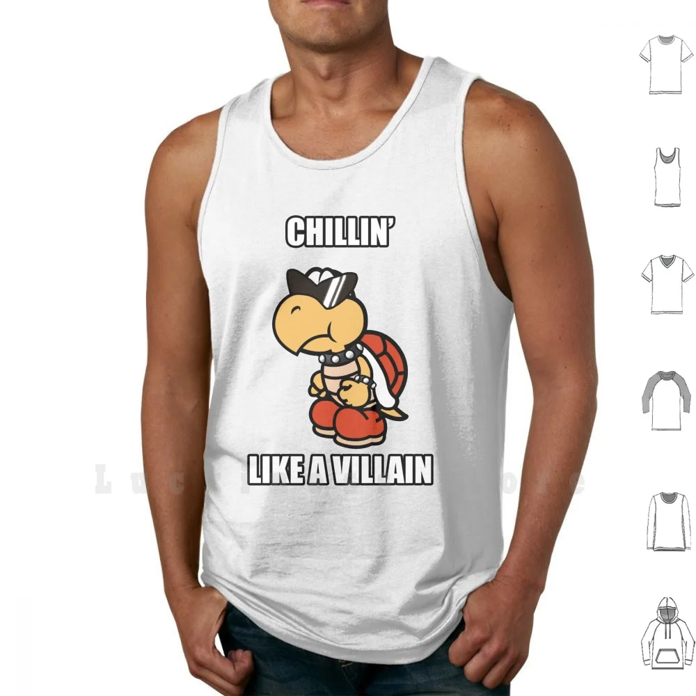 Chillin' Like A Villain Koopa Tank Tops Vest 100% Cotton Koopa Luigi Paper Koopa Sunglasses Chilling