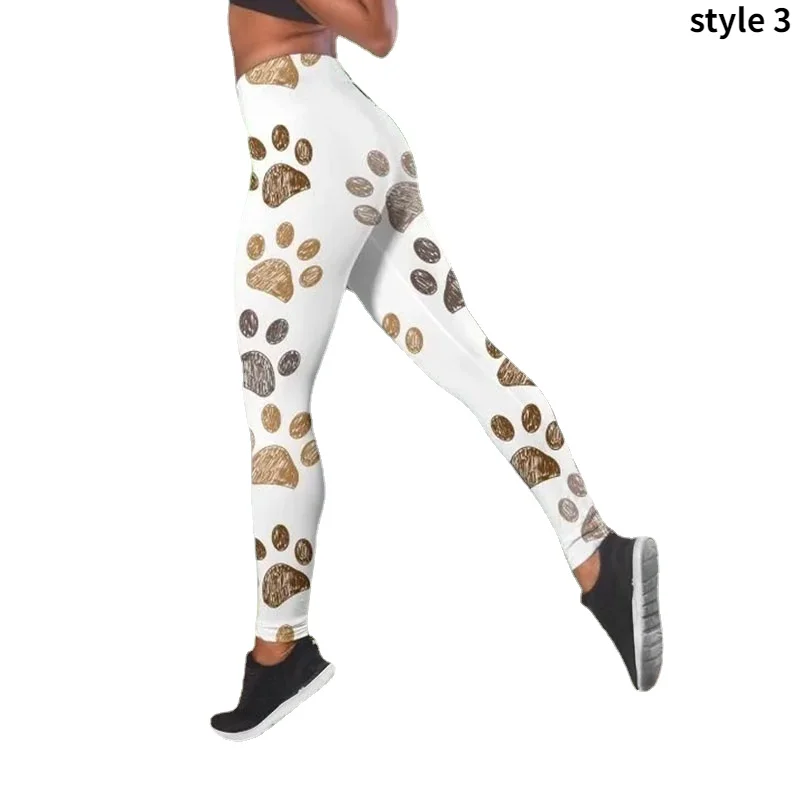 Mulheres leggings animal gato pata cão pata impressão cintura alta elasticidade legging 3d casual feminino para fitness ao ar livre jogging calças