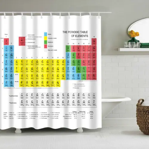 Periodic Table of Elements Bathroom Curtains Waterproof 3D Print Shower Curtain White Fabric Curtain For The Bath