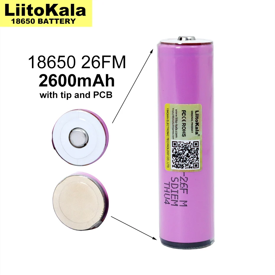 1-20PCS Liitokala 3.7V/4.2V 18650 2600mAh ICR18650-26FM Rechargeable Lithium Battery PCB Protection Board  for Flashlight