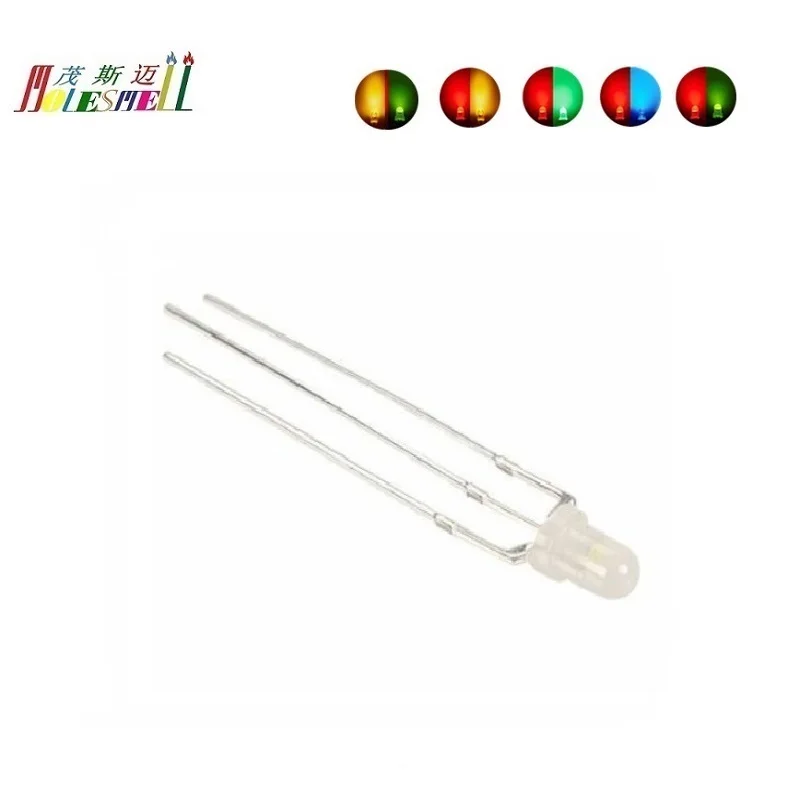 1000pcs 3mm 3-Pin LED Red/Yellow Red/Blue Red/Green Yellow/Green Bi-color Diffused Common Aonde/Cathode Leds