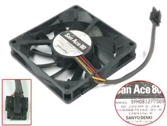 

SANYO DENKI 9PH0812P7S09 DC 12V 0.26A 80x80x15mm Server Cooling Fan