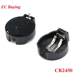 10pcs CR2450 2450 Coin Cell Button Battery Socket Holder Case 2 Pins Black Battery Box