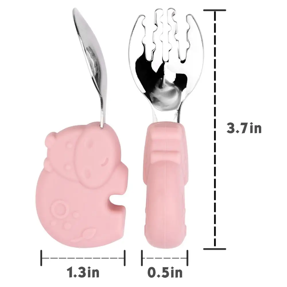 Toddler Fork and Spoon Set, Palm Grasp for Baby, BPA & Phthalate Free Training Utensils, 18 Month+