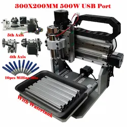 DIY Mini CNC 3020 Router 5 Axis 4 Axis 3 Axis 500W USB Port for Wood Aluminum Engraving Milling Drilling Square Line Rail