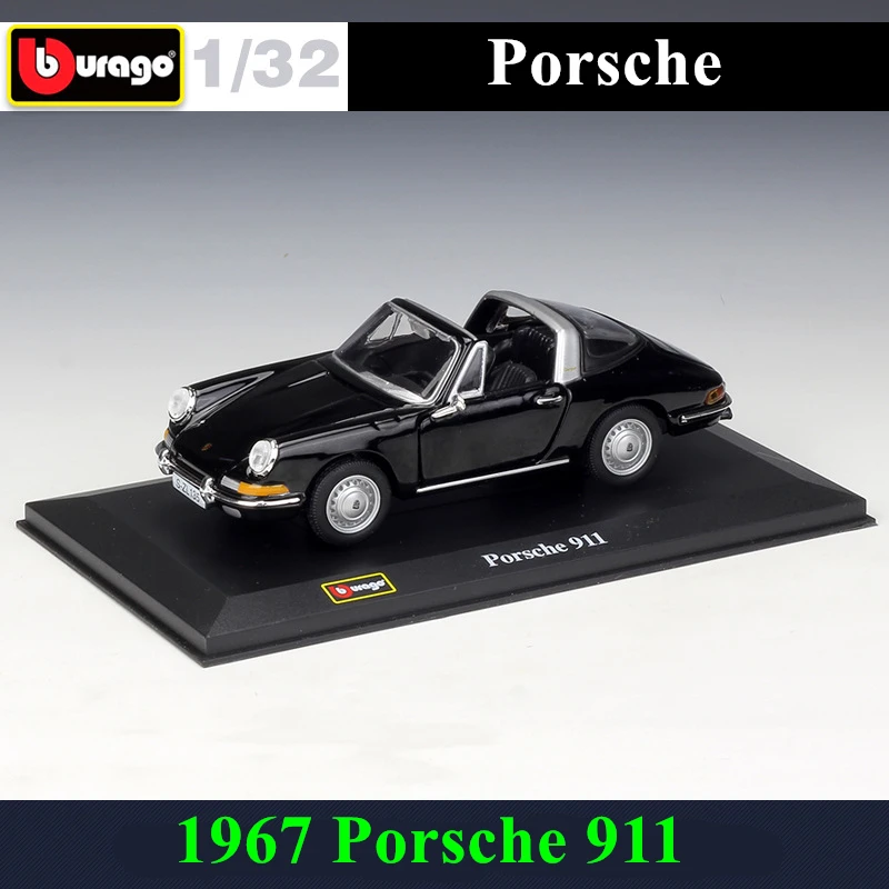 Bburago 1:32 1967 Porsche 911 simulation alloy car model plexiglass dustproof display base package Collecting gifts