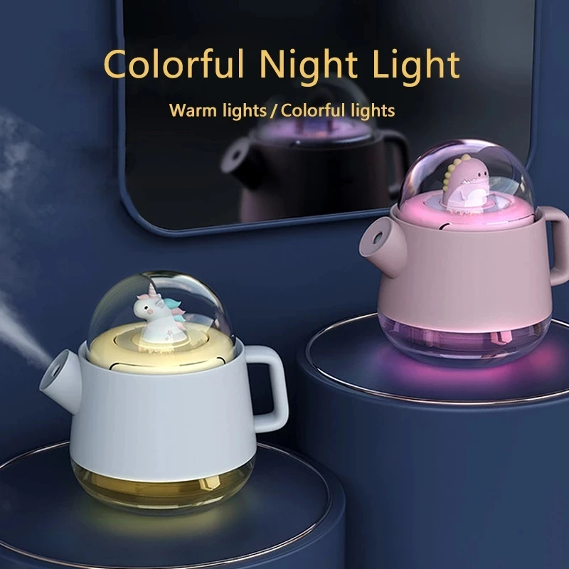 Umidificador dos desenhos animados hidratação spray mini mesa de escritório sem fio silencioso portátil luz led para casa difusor aromaterapia