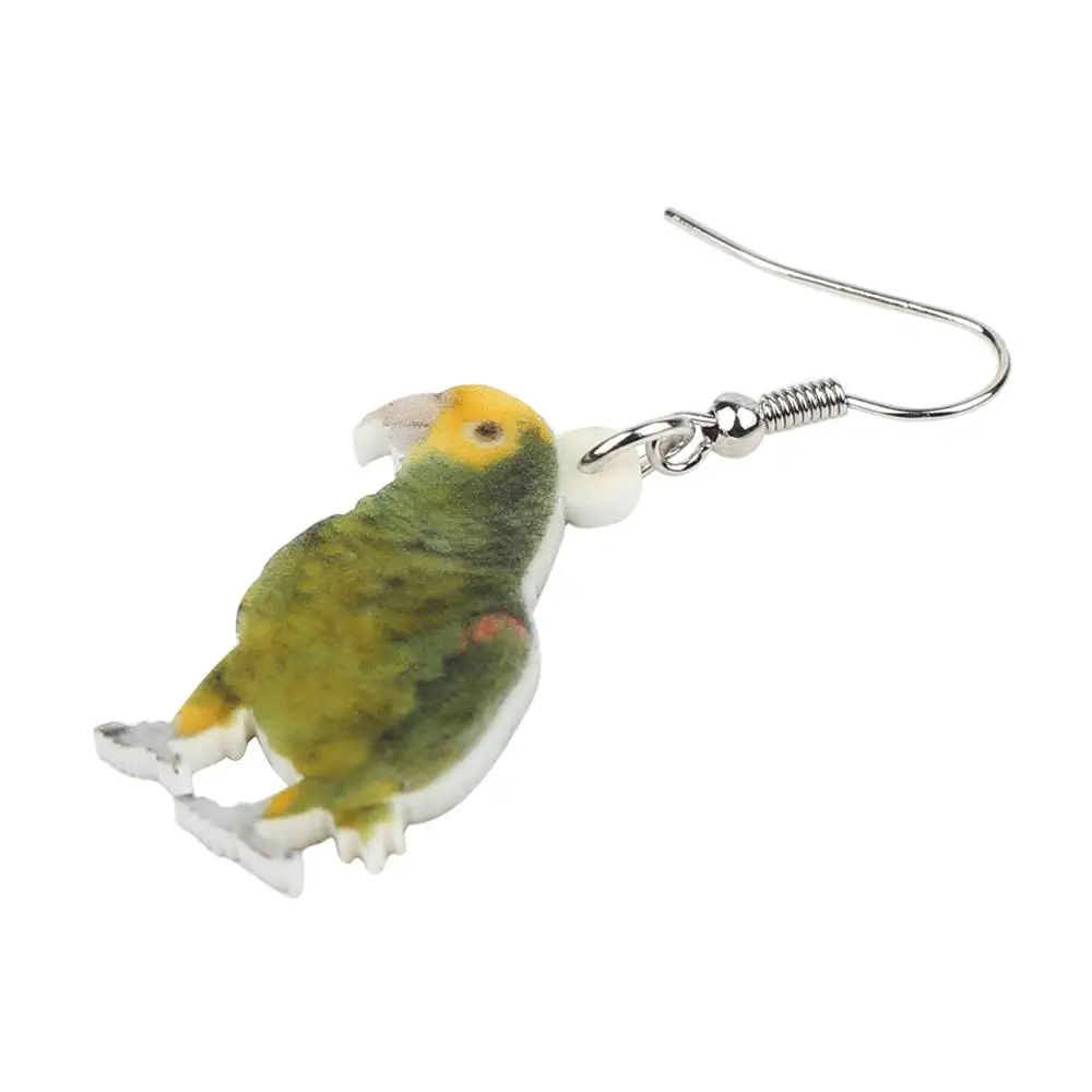 Bonsny Acrylic Green Naked-eyed Cockatoo Parrot Earrings Drop Dangle New Bird Jewelry For Women Girls Friends Party Charms Gift