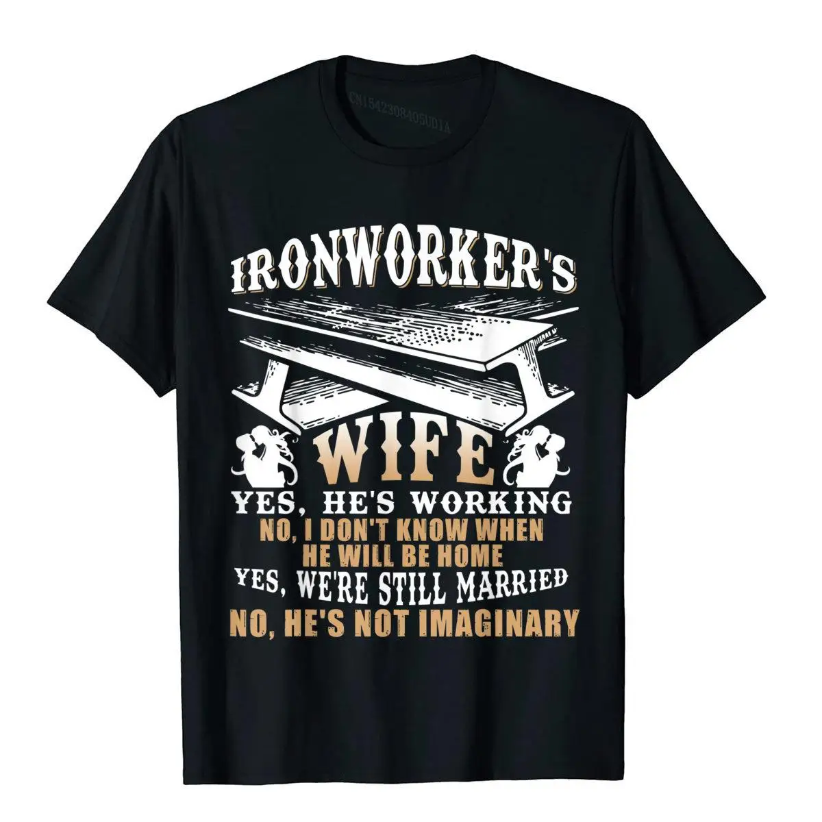 Ironworker's Wife T Shirt Ironworker Husband T Shirt Tops T Shirt Fitted Customized Cotton Men Top T-Shirts Printing