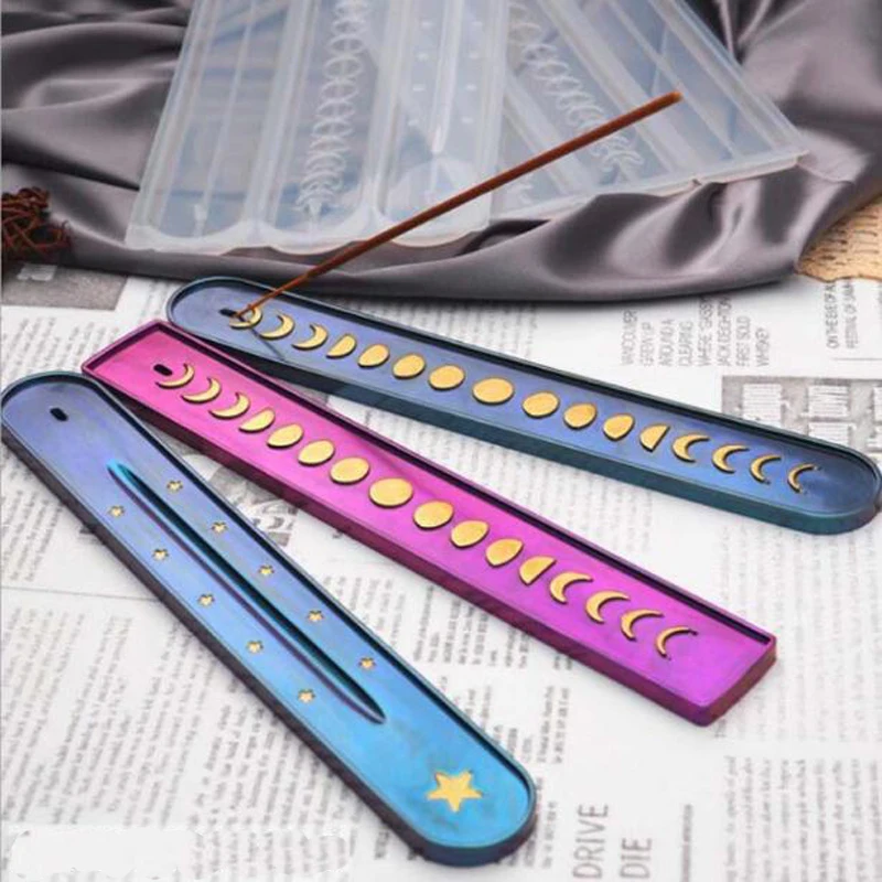 Epoxy Resin Mold Incense Stick Burner Silicone Mold for Moon Phases Incense Holder DIY Incense Ash Catcher DIY Home Decoration