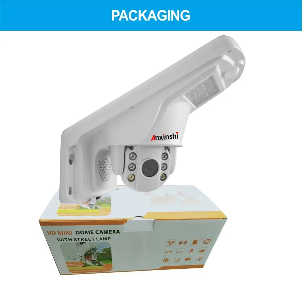 Anxinshi Outdoor WiFi PTZ IP Camera With Wall Lamp Human Tracking Two Way Audio Security Protection Surveillance Night Vision  ﻿