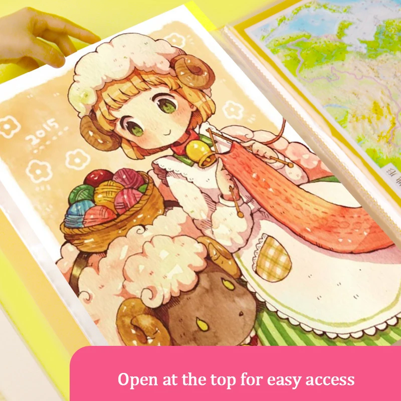 Children's Information Poster Display Book, Picture Album, Picture Storage, Collection Book, Folder, Picture File Bag, A3