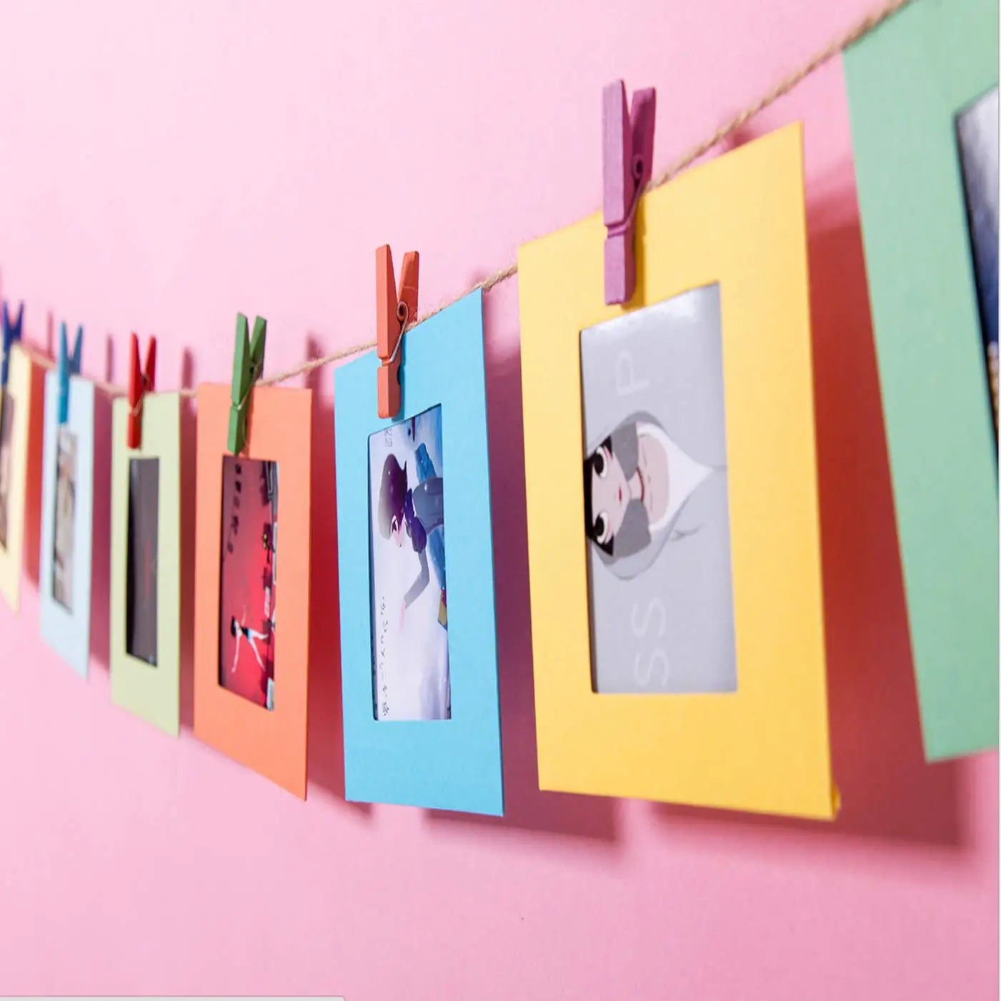 10pcs/set Colorful Paper Photo Frame 7inch Multi Colors Picture Frames Wall Deco for Dorm Office Decoration Home New Year 2022