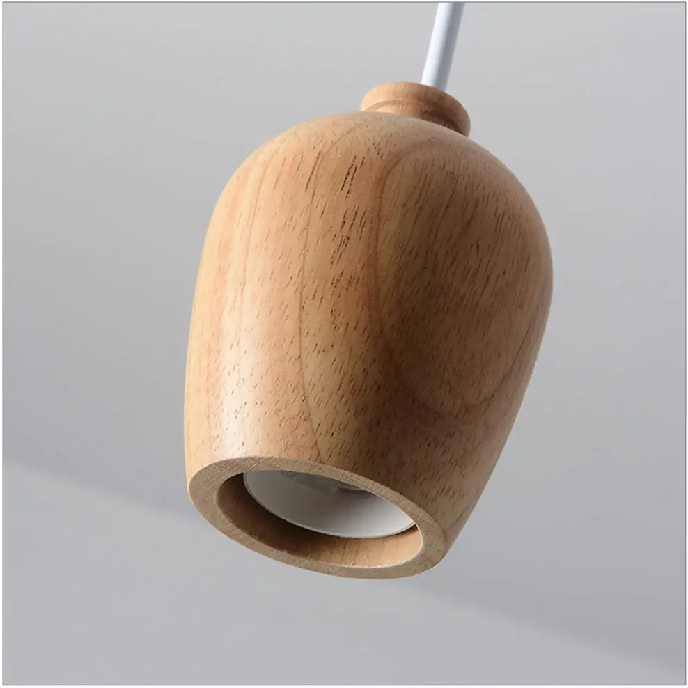 nordic modern wood pendant lights Lamp holder 1 meter hanging line e27 screw art deco living room restaurant suspension light