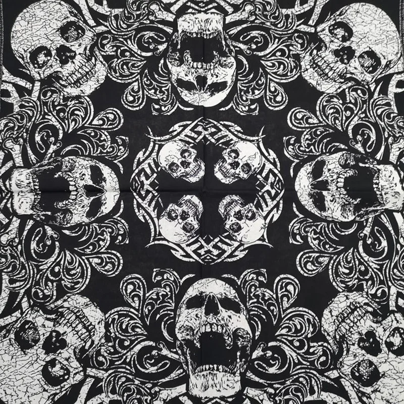 ออกแบบใหม่แฟชั่น Hip Hop 100% Cotton Skull Bandana ผ้าพันคอสีดํา Paisley จักรยานสําหรับผู้หญิง/ผู้ชาย/ชาย/หญิง