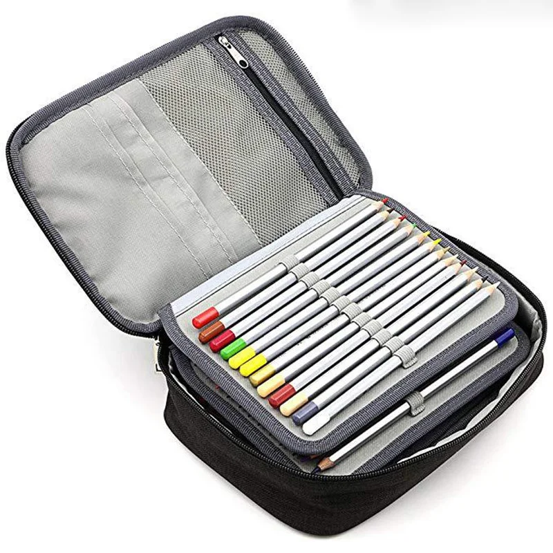 Estuche de lápices de lona para niñas y niños, estuche grande de 72 agujeros para volver a la escuela, estuche para bolígrafos, bolsa de cartucho