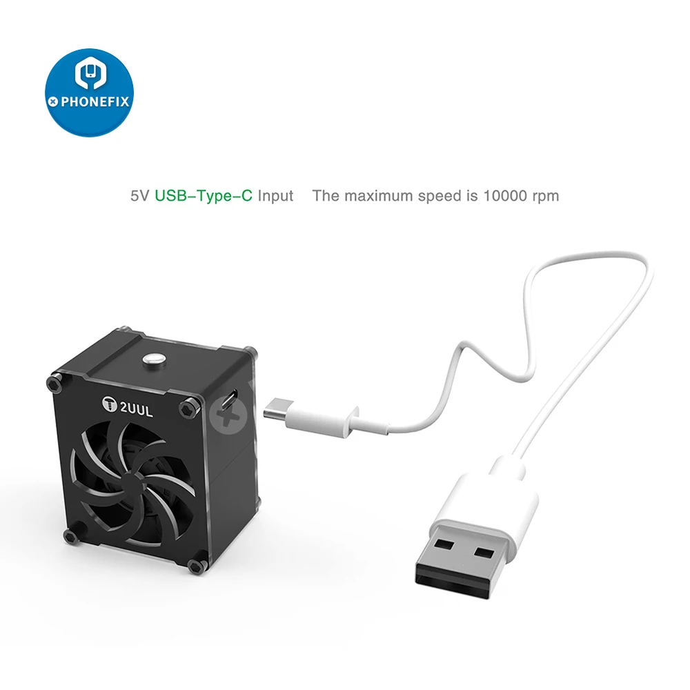 OSS พัดลมระบายความร้อน2UUL Mini ไอเสียพัดลม5V ประเภท-C USB แหล่งจ่ายไฟโทรศัพท์เมนบอร์ดซ่อมเชื่อม cooling Air Ejector พัดลม