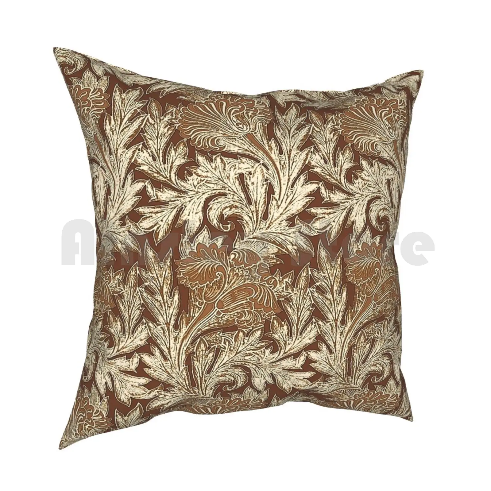 Jacobean Damask , Taupe Tan And Cream Pillow Case Printed Home Soft DIY Pillow cover William Morris Jacobean Damask Art