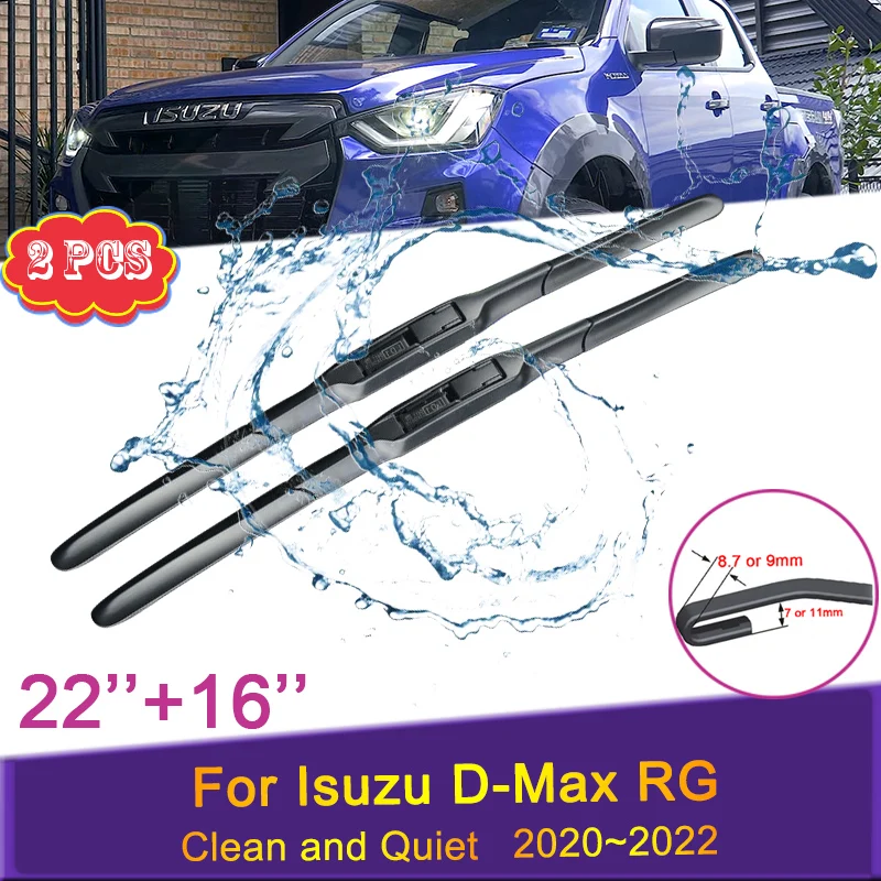 

Car Wiper Blades for Isuzu D-Max RG 2020 2021 2022 Model Two Front Windshield Frameless Snow Scraping Durable Rubber Accessories