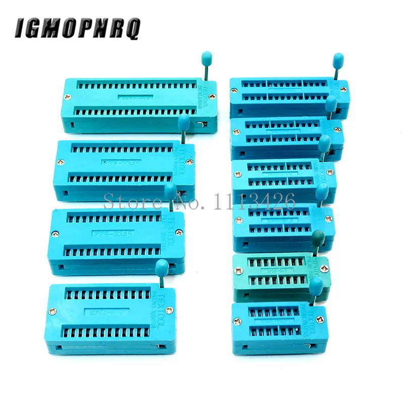 1pcs/lot 14 16 18 20 24 28 32 40 P Pin 2.54 MM Green DIP Universal ZIF IC Socket Test Solder Type IC lock seat zif socket