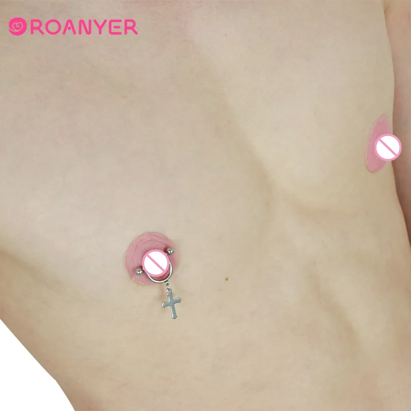 ROANYER Silicone Fake Nipple Cover For Crossdressing False Nipples Sticker Attachable Reusable Breast Chest Paste Shemale