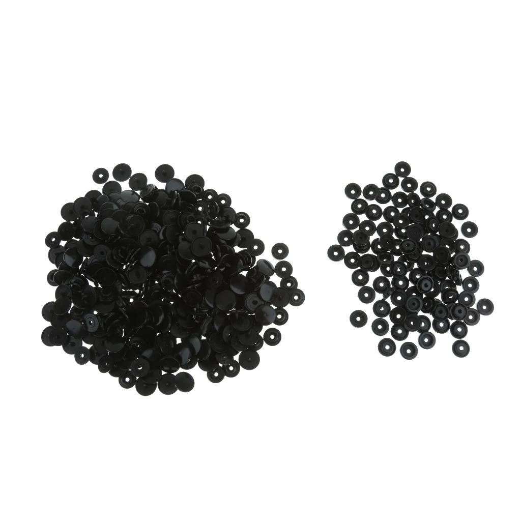 100 Sets Black Resin Snap Buttons Plastic Snaps Fasteners Press Studs Size T5 Caps 12mm