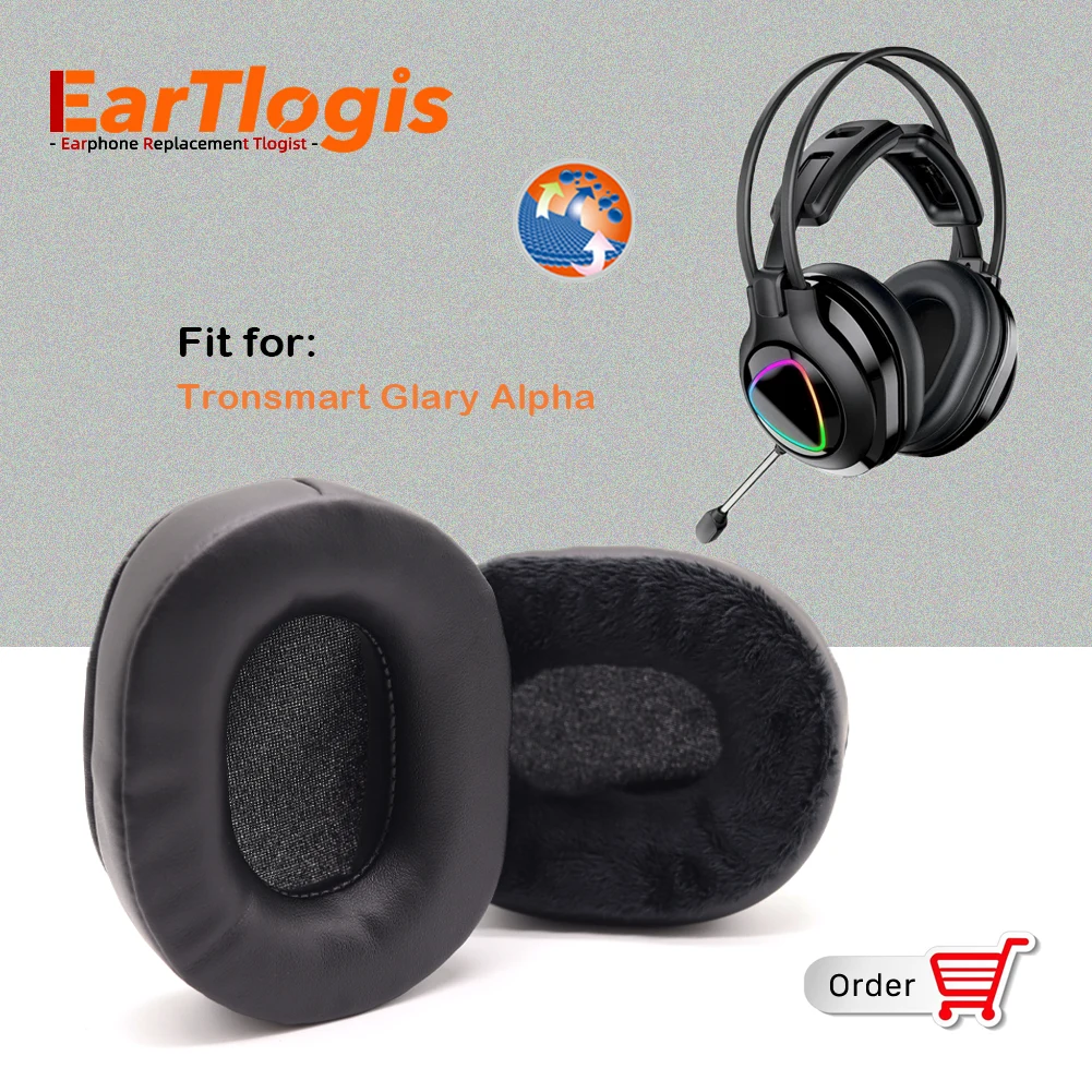 

EarTlogis Replacement Ear Pads for Tronsmart Glary Alpha Gaming Headset Parts Earmuff Cover Cushion Pillow