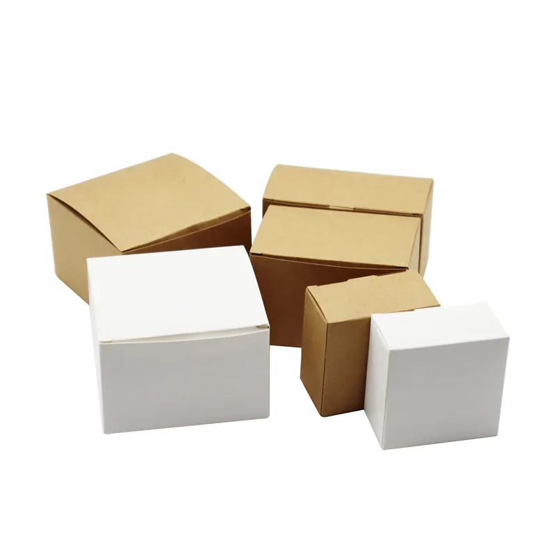 20Pcs/Lot Multi-Size Classic Brown/White Paper Cardboard Packaging Carton Wedding Candy Party Packaging Gift Boxes