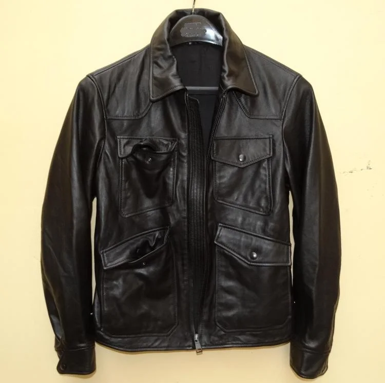 shipping.Sales 100% Free quality Sheepskin leather men casual jackets,mens genuine leather jacket,motorcycle biker.