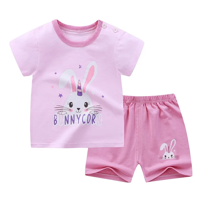 Toddler Baby Girl Clothing Sets Tshirts Pants Suit Kids Short Sleeve For Summer Outfits Baby Children Costume Girls 0-6 Pajamas