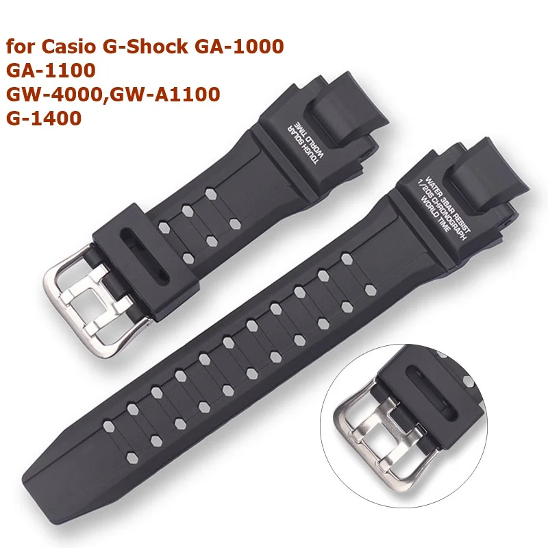 Strap for Casio G-Shock GA-1000 GA 1100 GW-4000 GW-A1100 G-1400 Diving Sport Watch Bracelet Waterproof PU Silicone Watchbelt