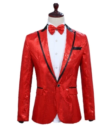 Heren sprankelende gouden pailletten blazer jas 7-kleuren nachtclubzangeres gastheer podiumvoorstelling studio bruiloft show kostuumkleding