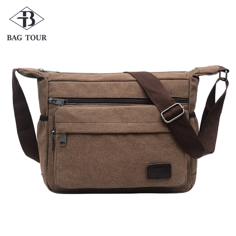 Shoulder Bags For Young Men Retro Solid Colors Messenger Strong Fabric Bags Vintage Style Crossbody Bags Multifunction Brief