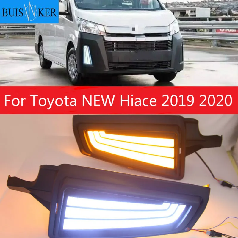 

2Pcs LED DRL Daytime Running Light fog lamp Decoration With Flowing Turn Signal for Toyota NEW Hiace 2019 2020 Car