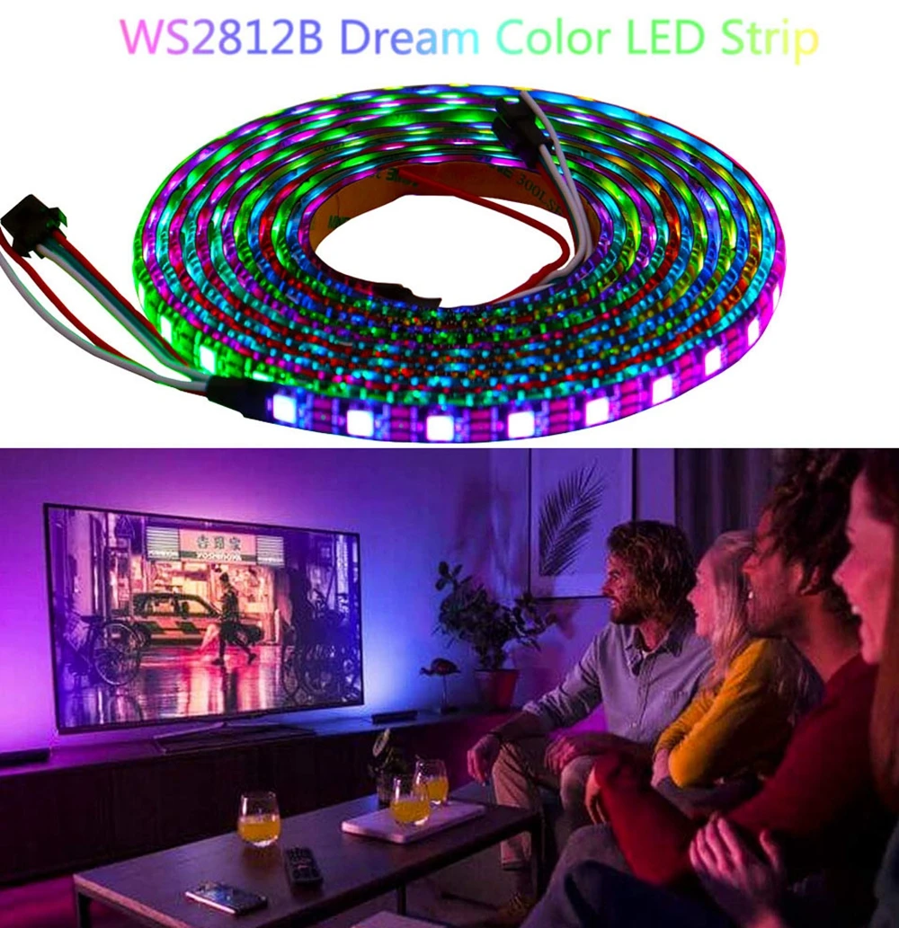 Imagem -06 - Fita de Led Rgb Abordáveis Individualmente Transformador de Luz Fonte de Alimentação Controle Wi-fi Sp108e Ws2812b Ws2812-kit de