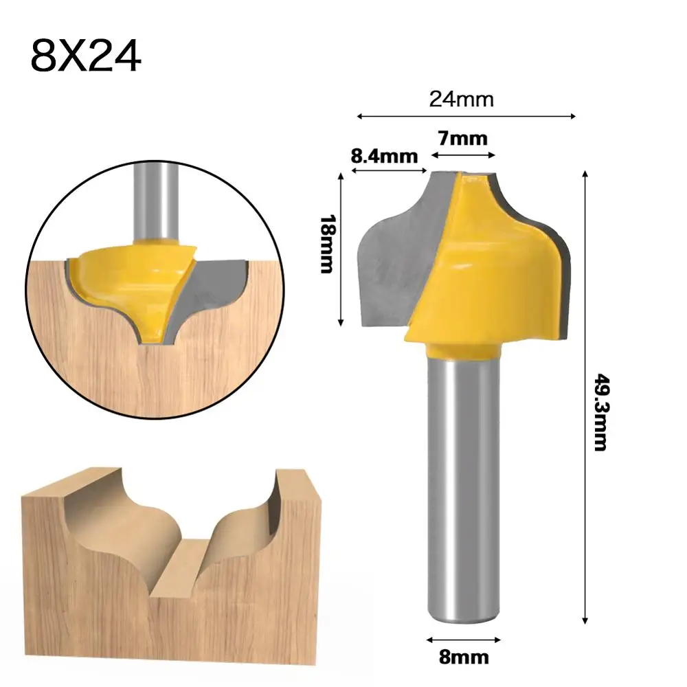 8mm  Shank SchaftOgee Slotting knife Nut Milling Cutter Carving Router Bits for Wood Tool Woodworking