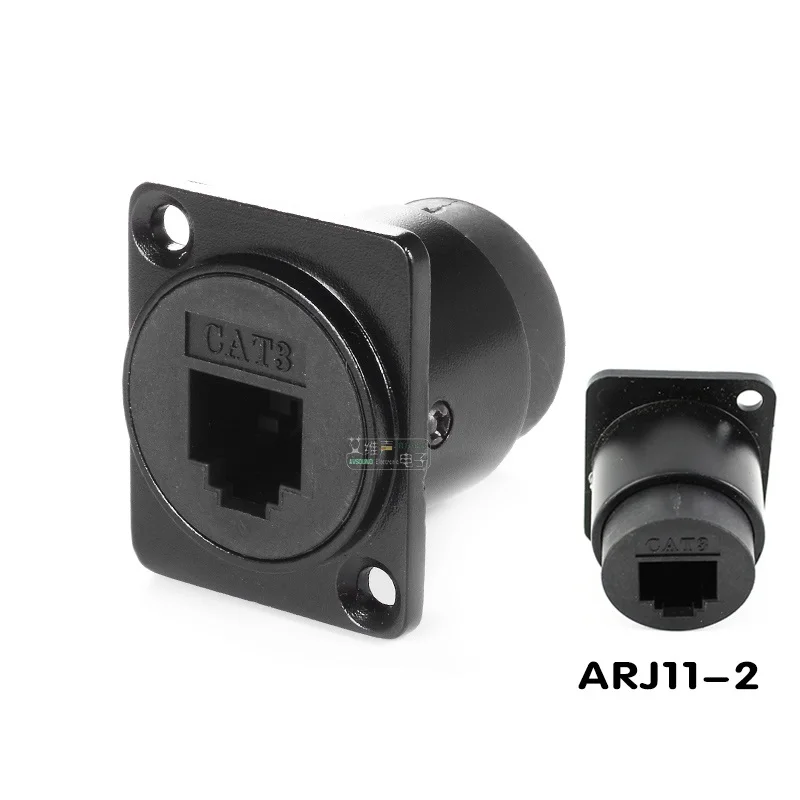 1Pcs CAT3 docking dual-pass 86 panel wall plug installation RJ11 socket round D-type telephone TEL module ARJ11-2