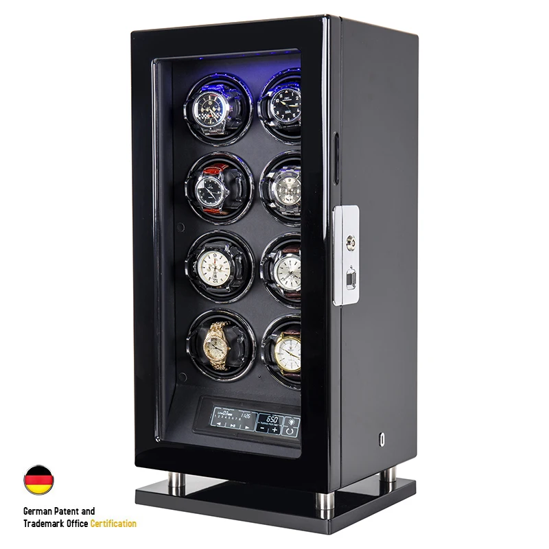 luxury Brand Automatic Watch Winder Fingerprint Unlock Watch Winding Quiet Smart Remote Control Touch Screen Watches Storage Box