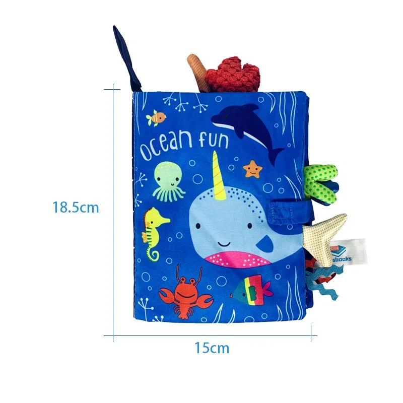 Hot Sale 0-36Month Baby Early Learning Educate Toy Tail Cloth Book Parent-child Interactive Sound Paper Puzzle Cloth Book Rattle