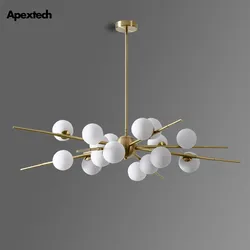 Glass Ball LED Chandelier Modern Luxury Living Dining Room Hanging Lights Indoor Ceiling Mounted Luminaire Pendant Lamp