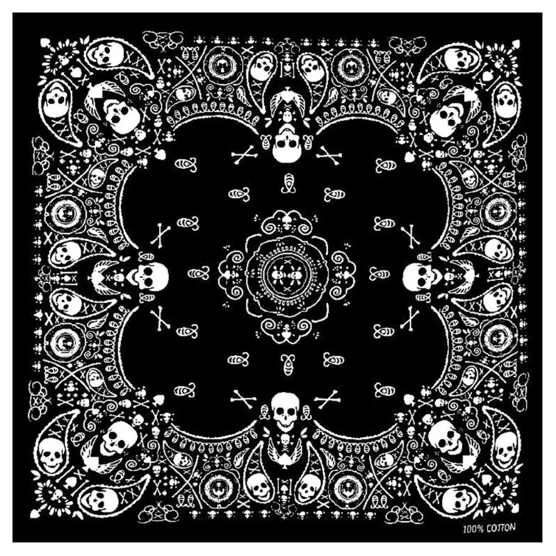 54x54cm Unisex Flaming Skull Square Bandanas Cotton Motorcycle Eagle Print Neck Tie Biker Handkerchief Hip Hop Dancing Head Wrap