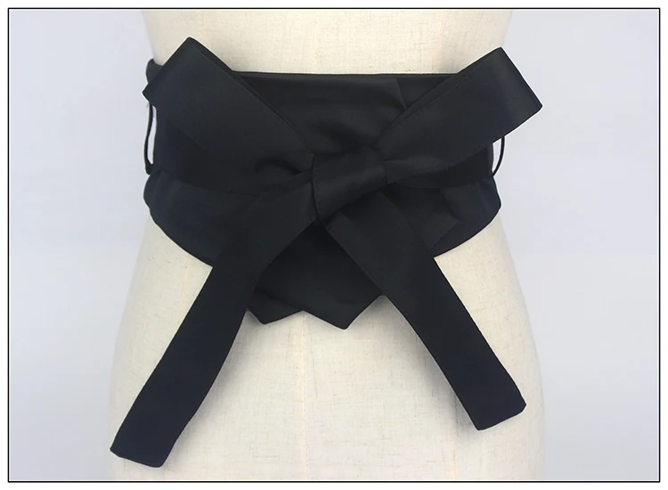 Fashion Pink Blue Yellow Black Fabric Soft Waist Belt for Women Self-tie Bow WIde Slim Corset Spring Autumn Coat Dress Belts