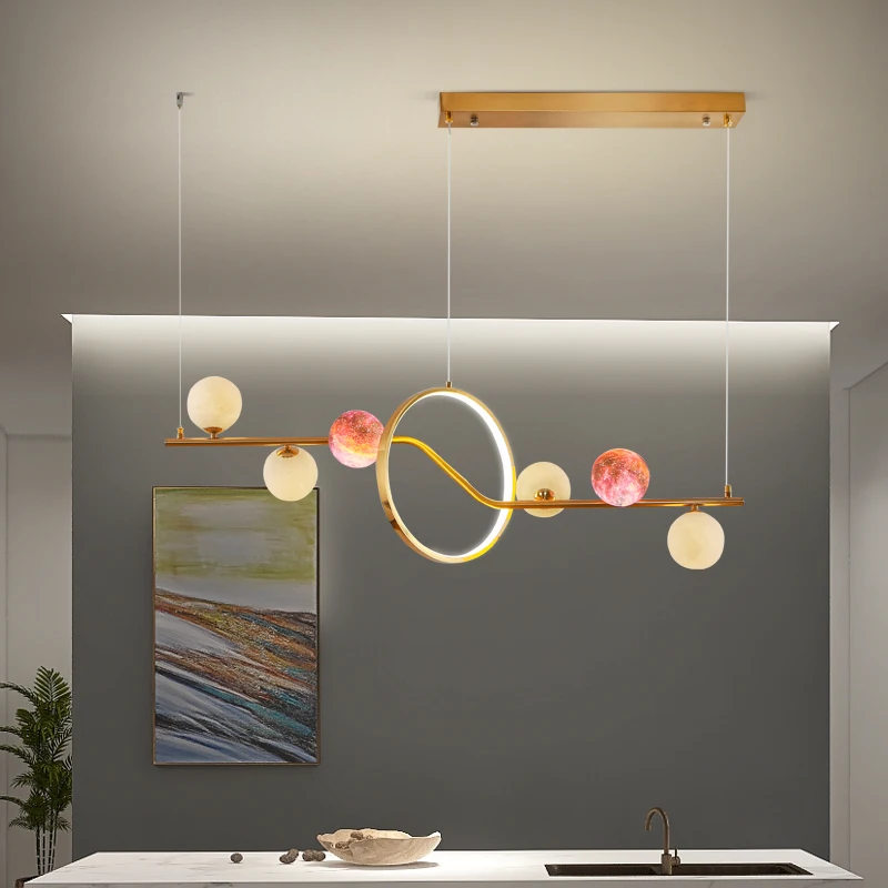 

Gold Black Modern LED Pendant Lights For Kitchen Dining Room Indoor Home Lighting With G9 Glass Lampshade Lamp Lustre Dropship