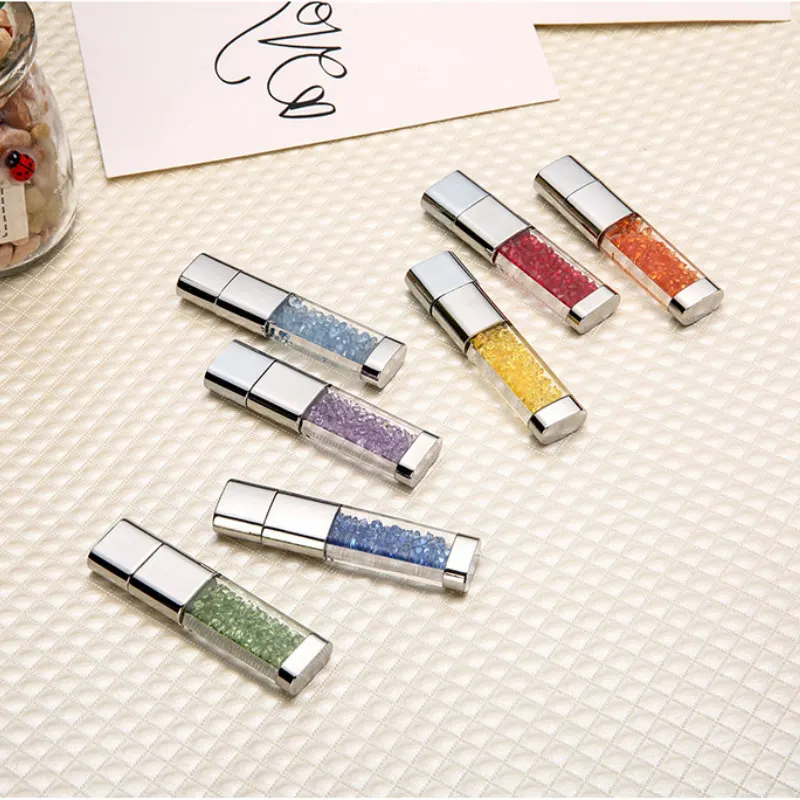 Fashion Diamond Logo Customised Crystal With LED Light metal USB flash Drive pen drive 8GB 16GB 32GB Jewelry memory stick usb