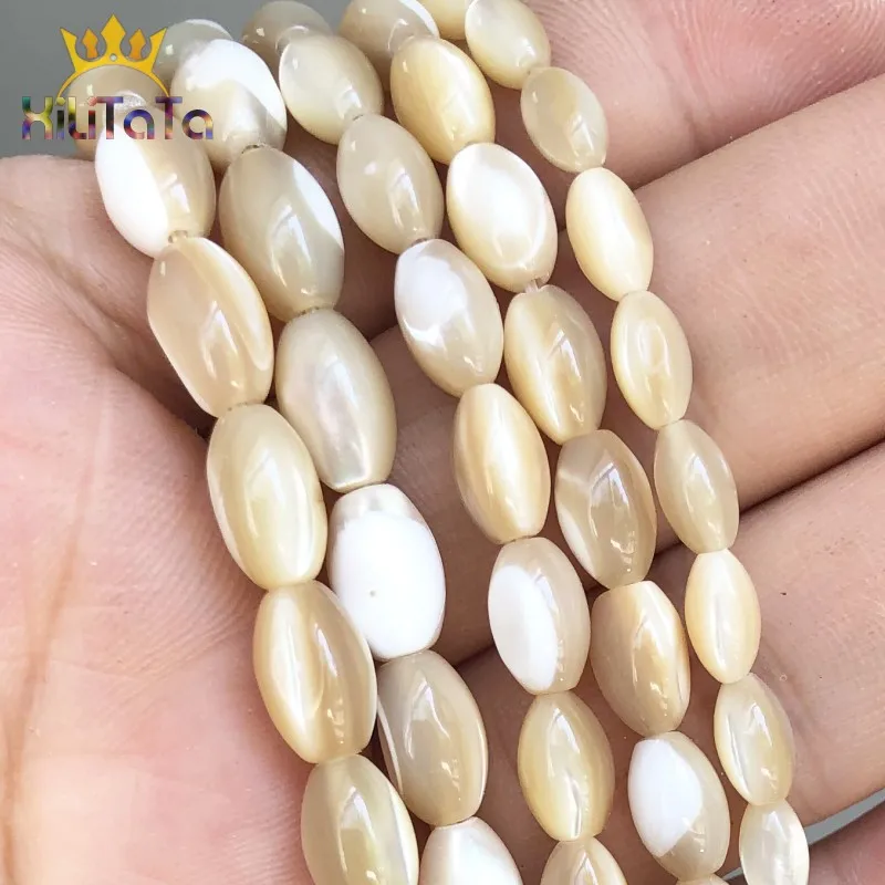 Natural Rice Shape Mother Of Pearl Mop Beads Shell Loose Beads For Jewelry Making DIY Bracelet Accessories 15''4x7mm 5x8mm 6x9mm