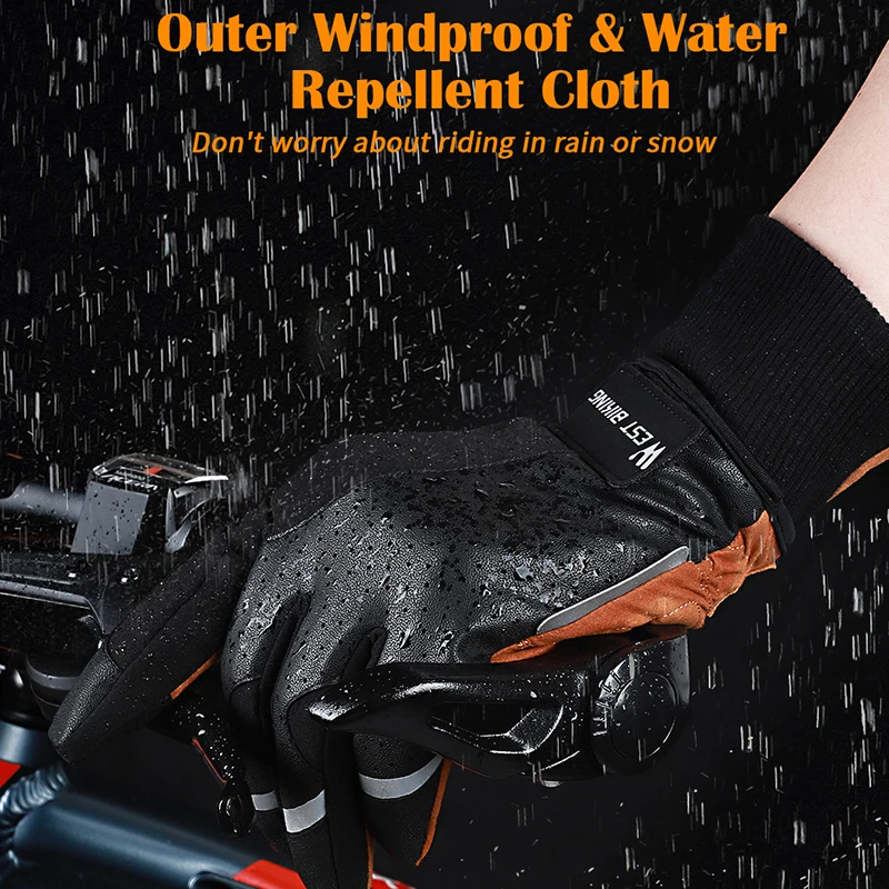 WEST BIKING Winter Cycling Gloves Windproof Thermal Waterproof Gloves Touch Screen Anti slip Bike MTB Skiing Motorcycle Riding