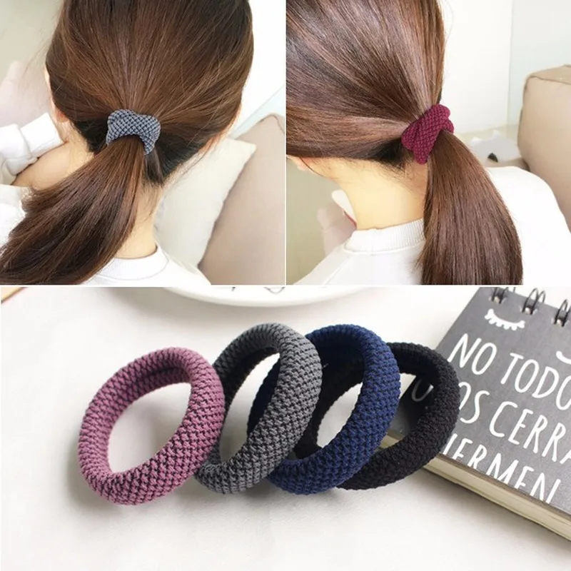 Fashion Elastic Hair Band for Women Solid Simple Elastic Rubber Band Girls Thick Hair Ring Highly Stretchable Hair Accessories