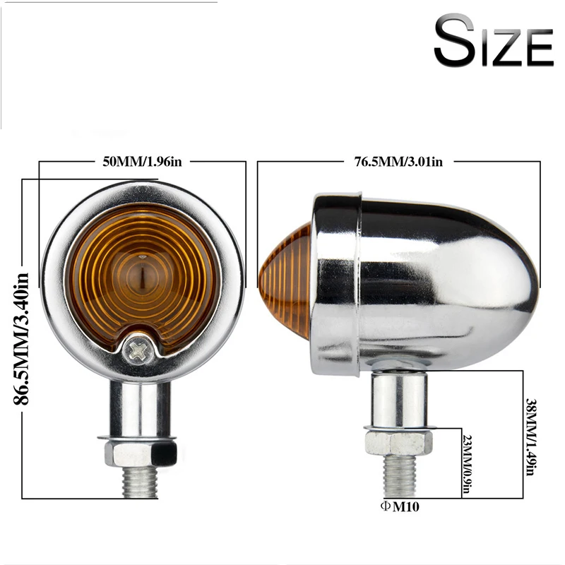 Bullet Motorcycle Turn Signal Lights Indicator Amber Blinker Retro Lamps For Harley Davidson Honda Yamaha Cruiser Bobber Chopper