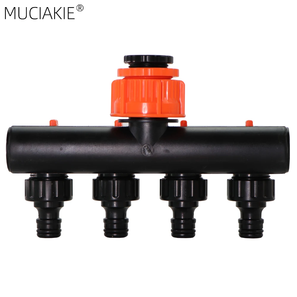 MUCIAKIE 4-Way Water Tap Splitter 1/2'' 3/4'' 1'' Female Inlet Garden Watering Tap Hose Adaptor w/ Individual Shut Off On Valve