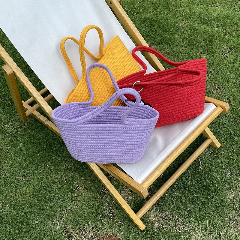 Borsa tessuta a mano estiva 2021 borsa di paglia per cesto per bambini Bolsa Tote borse con manico superiore borse a mano da spiaggia da donna